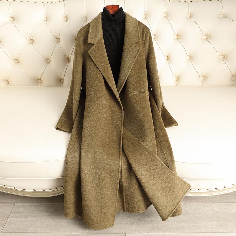 Double-sided cashmere coat long over the knee loose high-end wool woolen coat new for autumn and winter