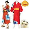 Monkey D. Luffy Wano-Land Arc Cosplay Kostüm Hut Kimono Yukata Outfit Maßgeschneiderte Halloween Kostüme