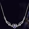C151 Korean Angel Wings Heart Necklace - Dreamy Gift for Girls