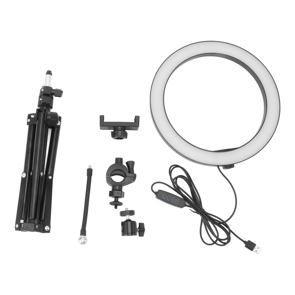 26cm Selfie Ring Light High Brightness USB Rechargable LED Rim Lamp with Adjustable Tripod Stand for Live Stream