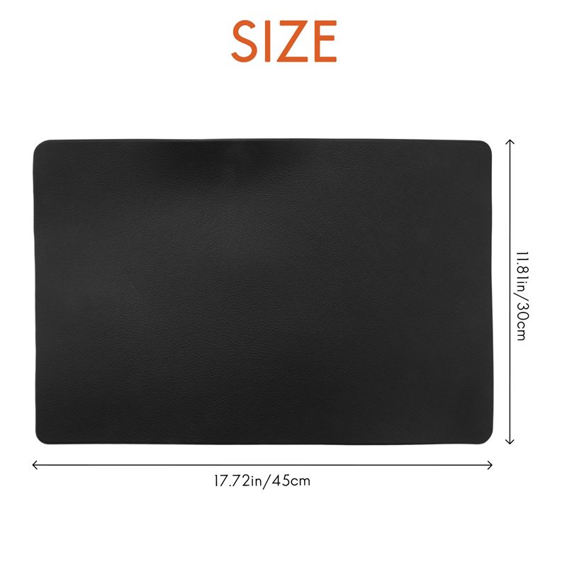 M-Modern-4PCS Heat-Resistant Placemats, Artificial Leather Placemats, Waterproof, Non-Slip, Washable Kitchen Placemats, (Black)