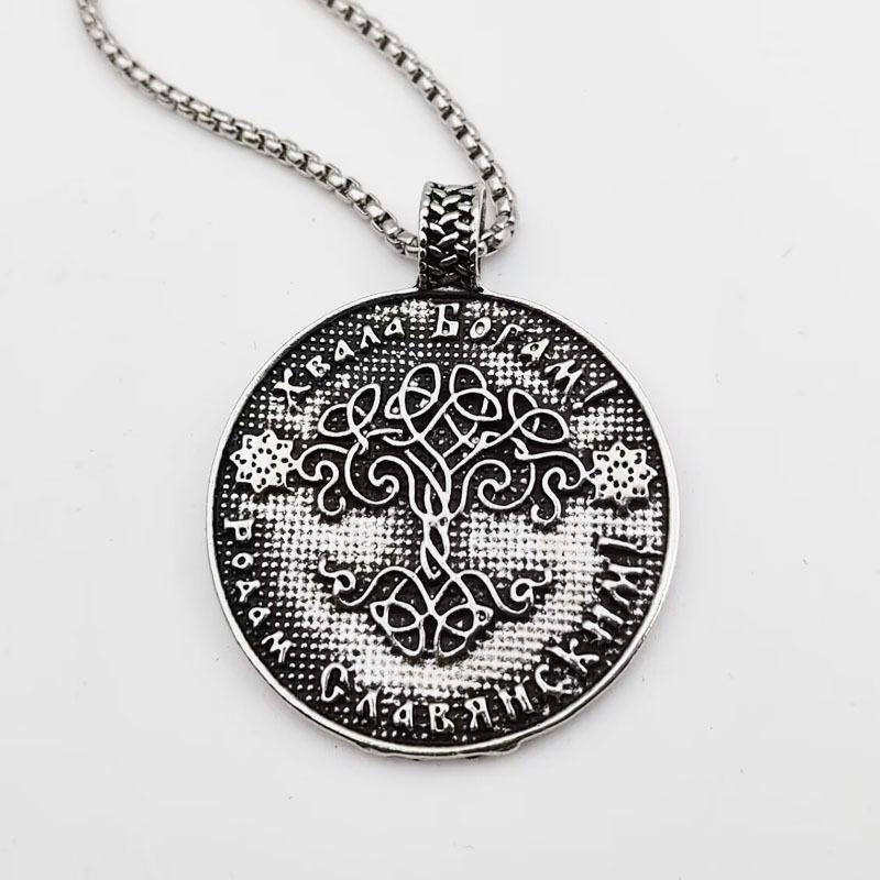 Retro Slavic Kolovrat Pendant World Tree Of Life Yggdrasi Amulet Talisman Jewelry Necklace