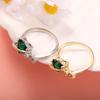 Green Heart-shaped Zircon Ring: Elegant, Trendy, and Versatile Electroplated Design for Women