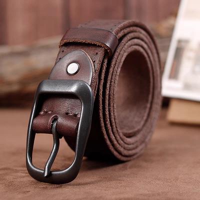 Retro First-Layer Cowhide Belt Unisex Belt Business Alloy Japanese Buckle Genuine Leather Belt Factory