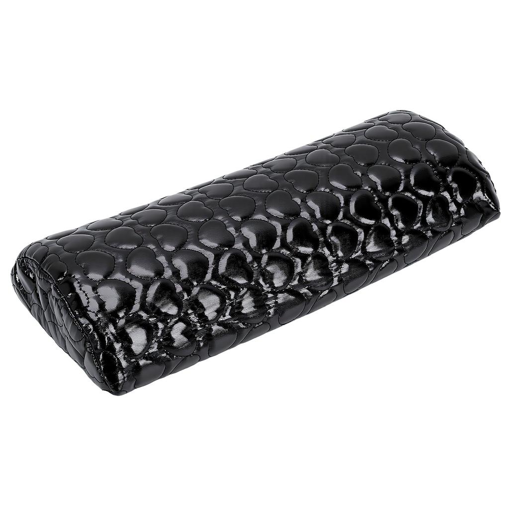 Nail Arm Rest Heart Design PU Leather Manicure Hand Support Arm Cushion for Salon Home Use Black