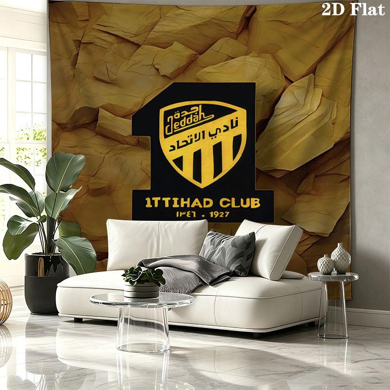Al-Ittihad FC Wall Tapestry Aesthetic Wall Hanging Printed Fabric Blanket Decorative Tapestries for Bedroom Living Room Home Decor