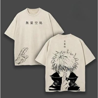 Tricou cu Imprimeu Gojo Satoru Jujutsu Kaisen Îmbrăcăminte Anime Bărbați Femei Mânecă Scurtă Tricouri din Bumbac Tricou Spălat Retro Tricou Harajuku