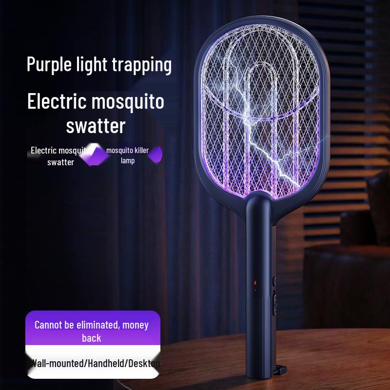 USB Rechargeable 3-in-1 Electric Mosquito Swatter: Portable, Handheld, Wall-Mount for Home & Outdoors.