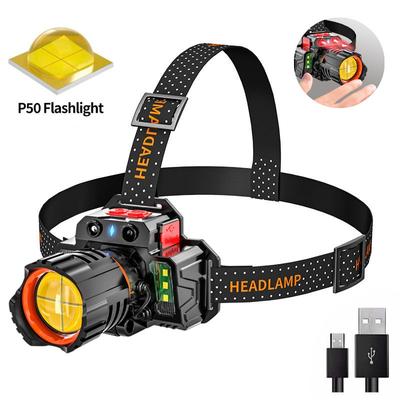 Lámpara LED de cabeza de inducción de 500 metros, reflector con Zoom COB, luz de inundación de alto brillo, IP65, resistente al agua, para acampar