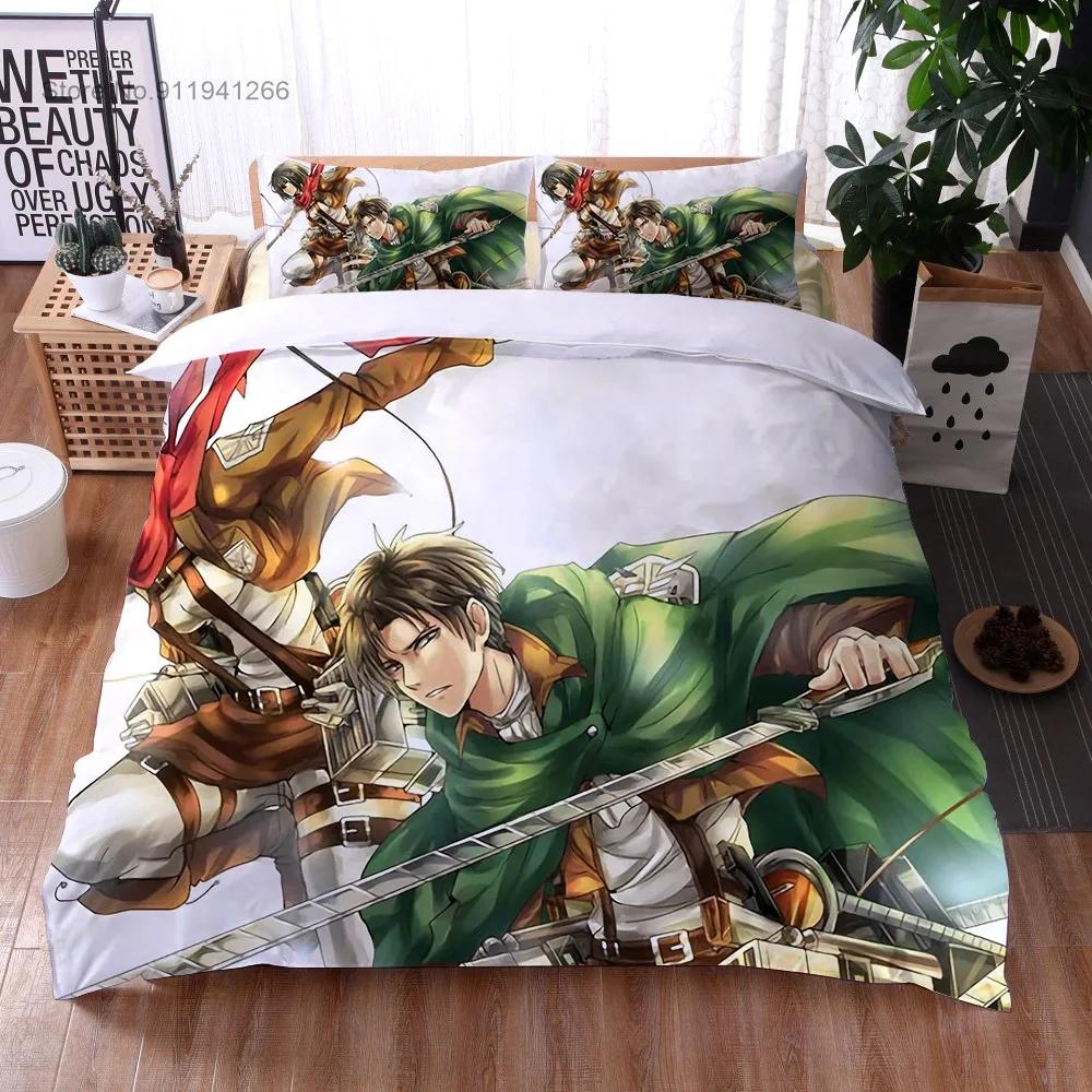 2024 3D Print Anime Attack on Titan Boys Duvet Cover Pillowcase Wings of Liberty Children Bedding Set Single Full Size