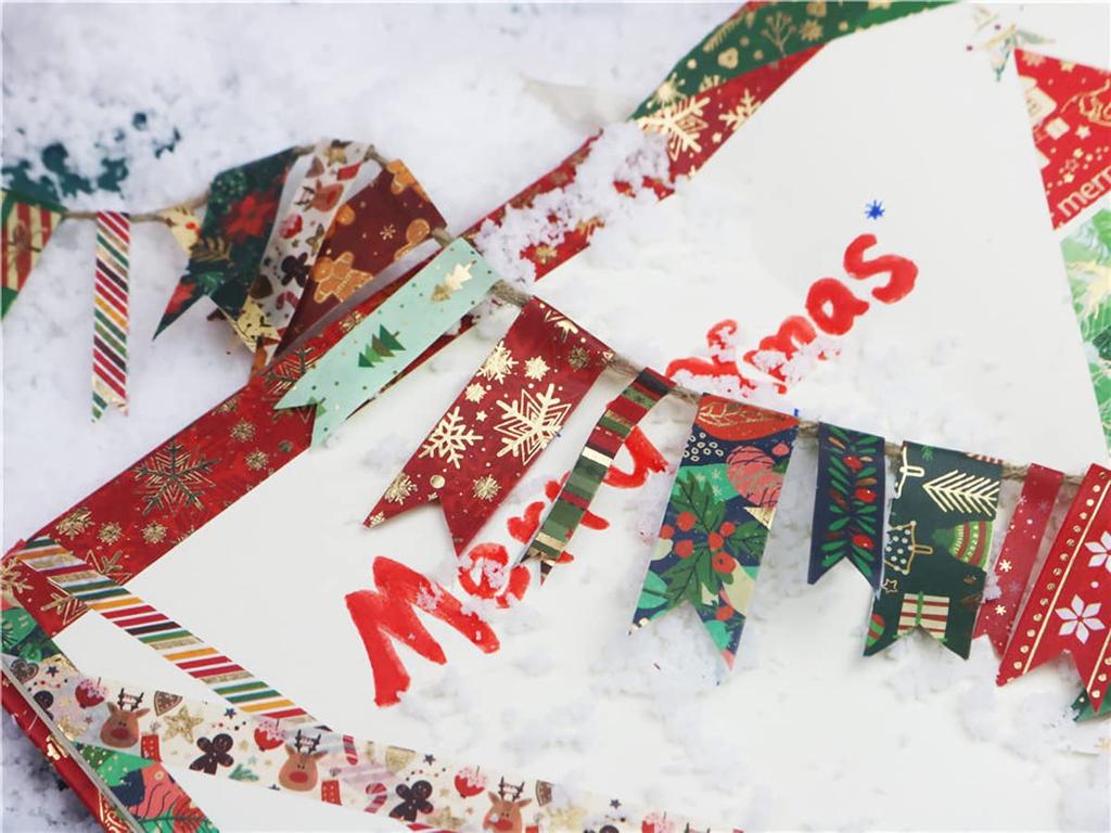 PBM Christmas Masking Tape Perfect for Gift and Gift and Stylish Patterned Christmas Tree and Fir Tree MERRY CHRISTMAS 21-Roll Set. Decoration,