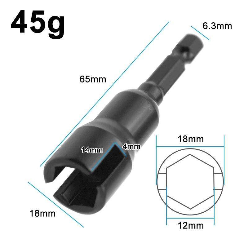 Black 65mm Hexagonal Slotted Socket Wrench Electric Screwdriver Butterfly Hole Wrench Electric Tool Accessory Set