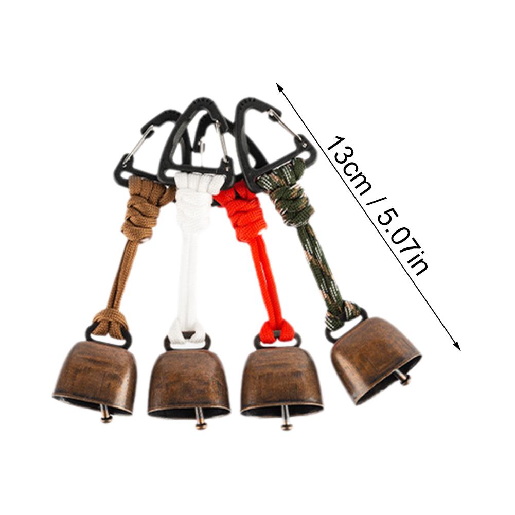 1pcs Outdoor Bear Bell Hiking Camping Loud Cast Iron Cowbell with Hand Braided Lanyard Anti-Lost Backpacking Keychain