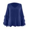 Women's  And Winter Loose Solid Color Wide Sleeve Tassels Stitching Long-sleeved  Knit Sweater Top