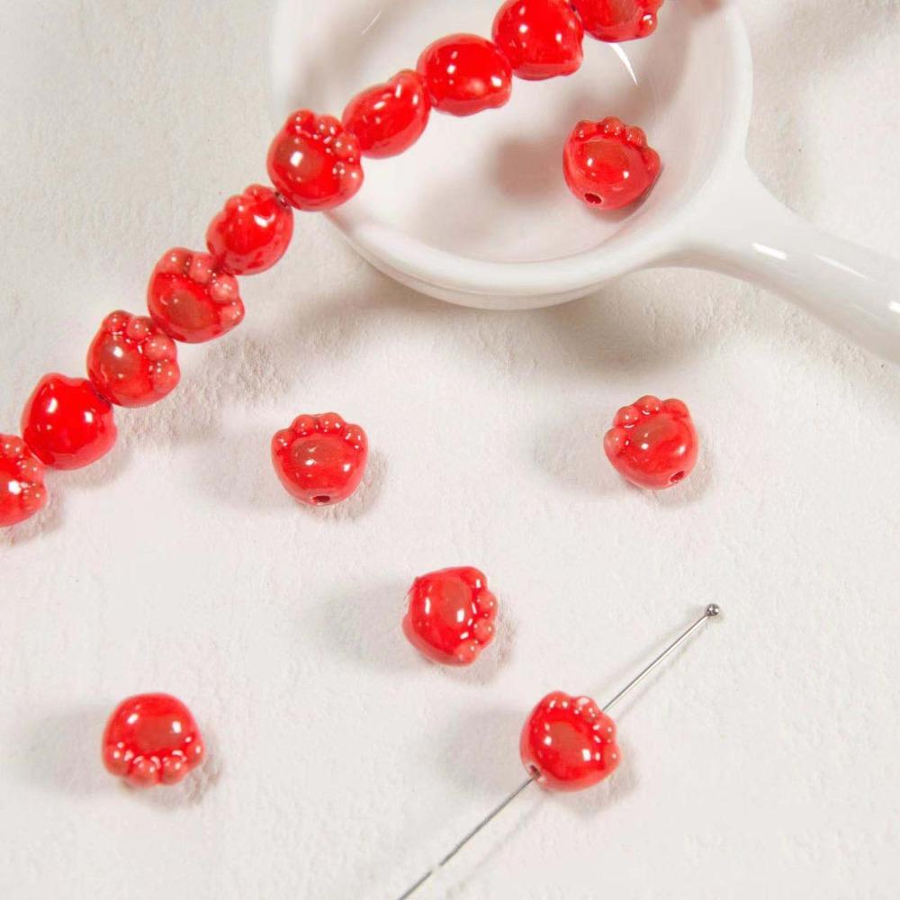

10 шт. Керамические бусины-разделители мультяшного дизайна, свободные бусины, материал для изготовления керамических украшений, студент красный