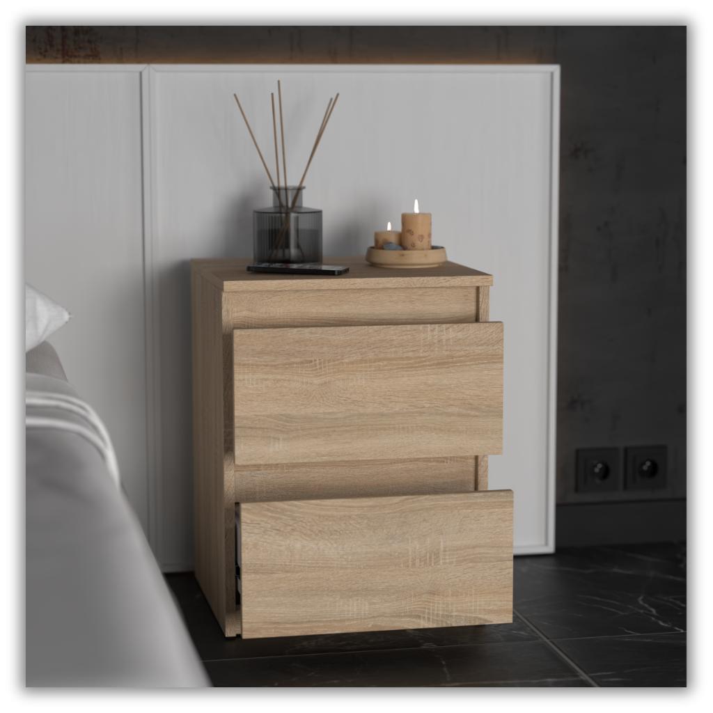 Bedside Cabinet Sonoma Oak 40 Cm 2 Drawers Large Bedside Table Nakastlik