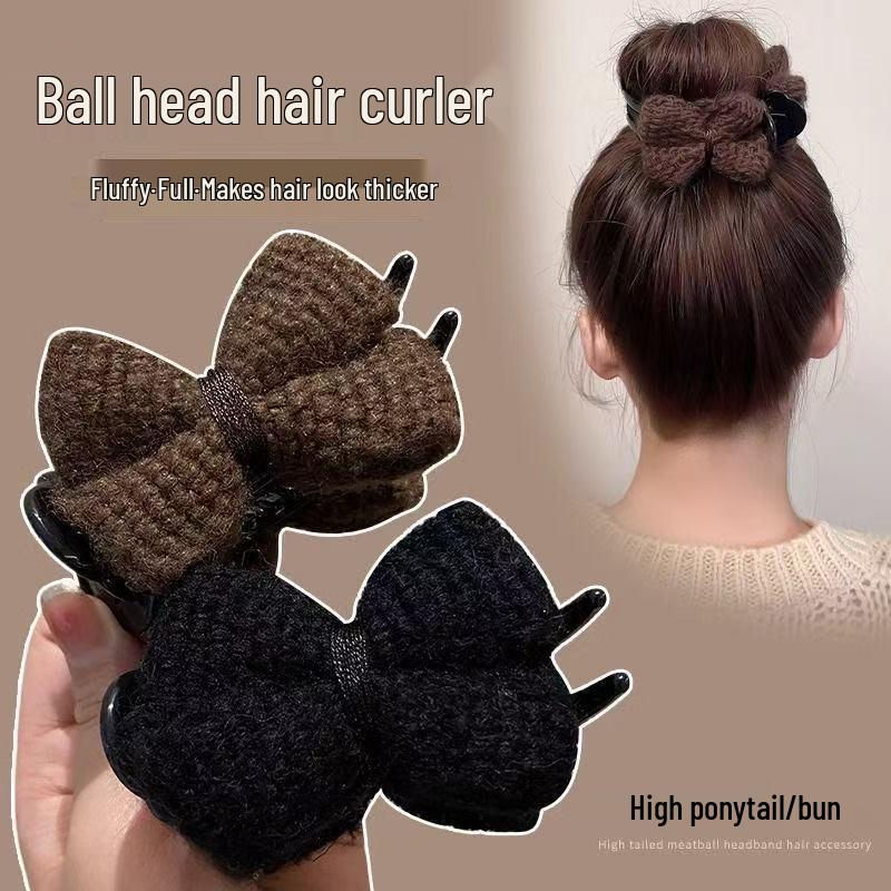 Knitted Bow Claw Clip Hair Bun Maker - Autumn/Winter Hair Accessories for Women