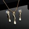 Estele Gold Plated Pearl Chain Necklace Set for Women