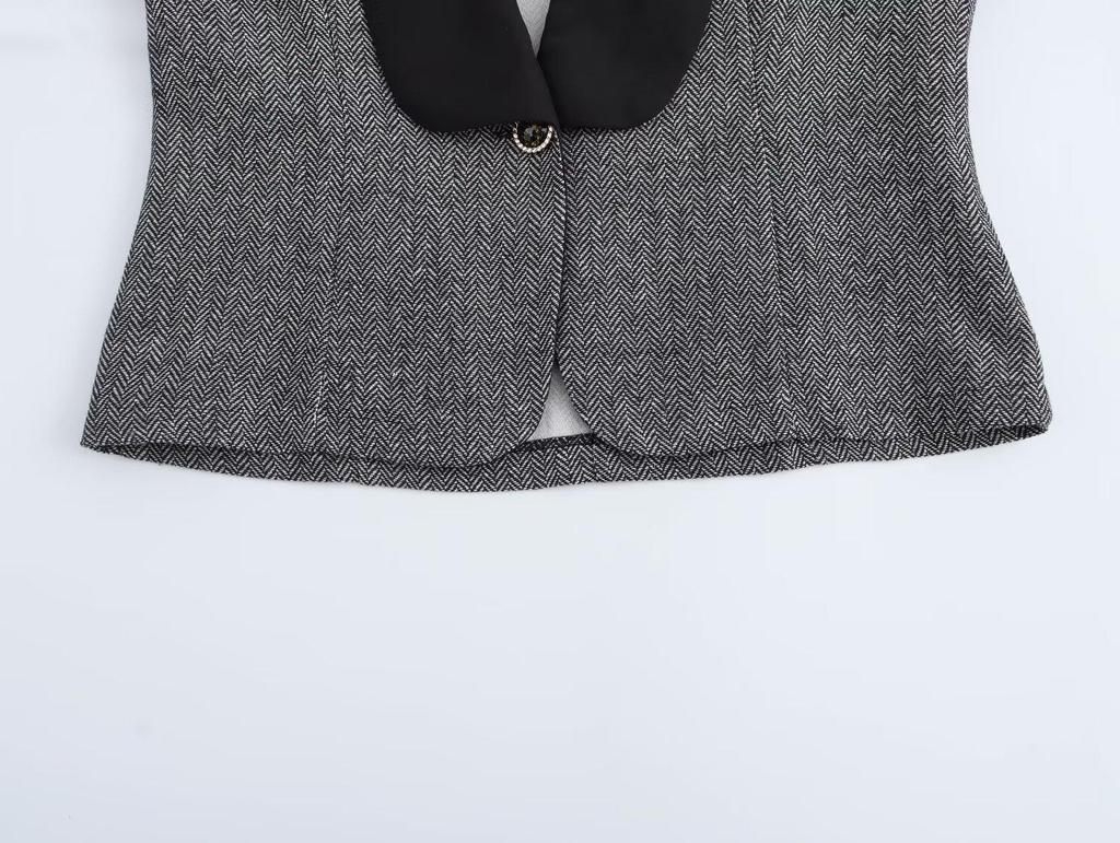 2024 Fall Women's European & American Fashion: Simple Short Jacket & Midi Skirt Set