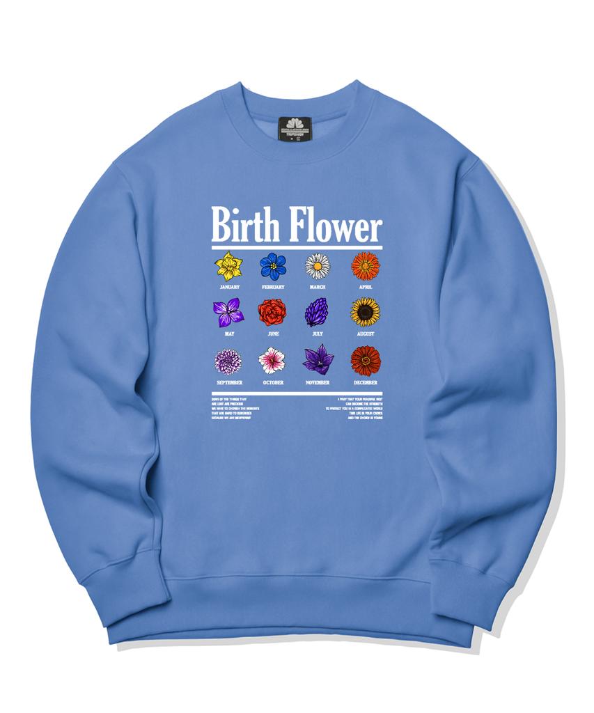 TRIPSHION Birth Flower Graphic Crewneck - Blue