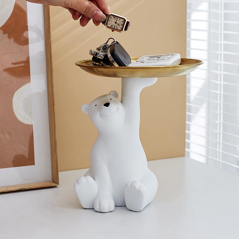 Modern Arctic Bear Key Holder Tray With Silicone Material For Living Room Decor