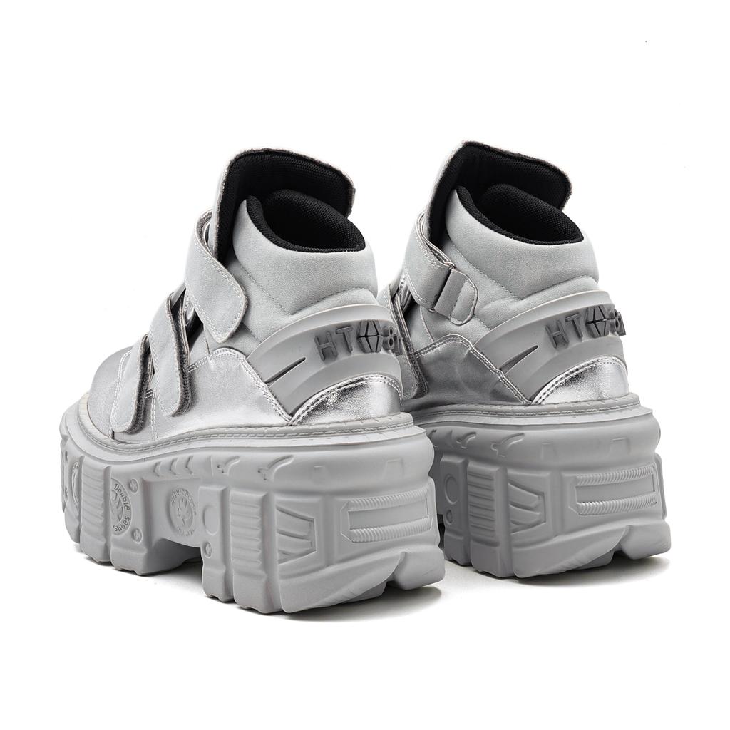 Gothic Knöchel-Rockstiefel Neuer Punk-Stil Damenschuhe Schnürung Absatzhöhe 6CM Plateauschuhe Frau Metalldekor Damen-Sneaker