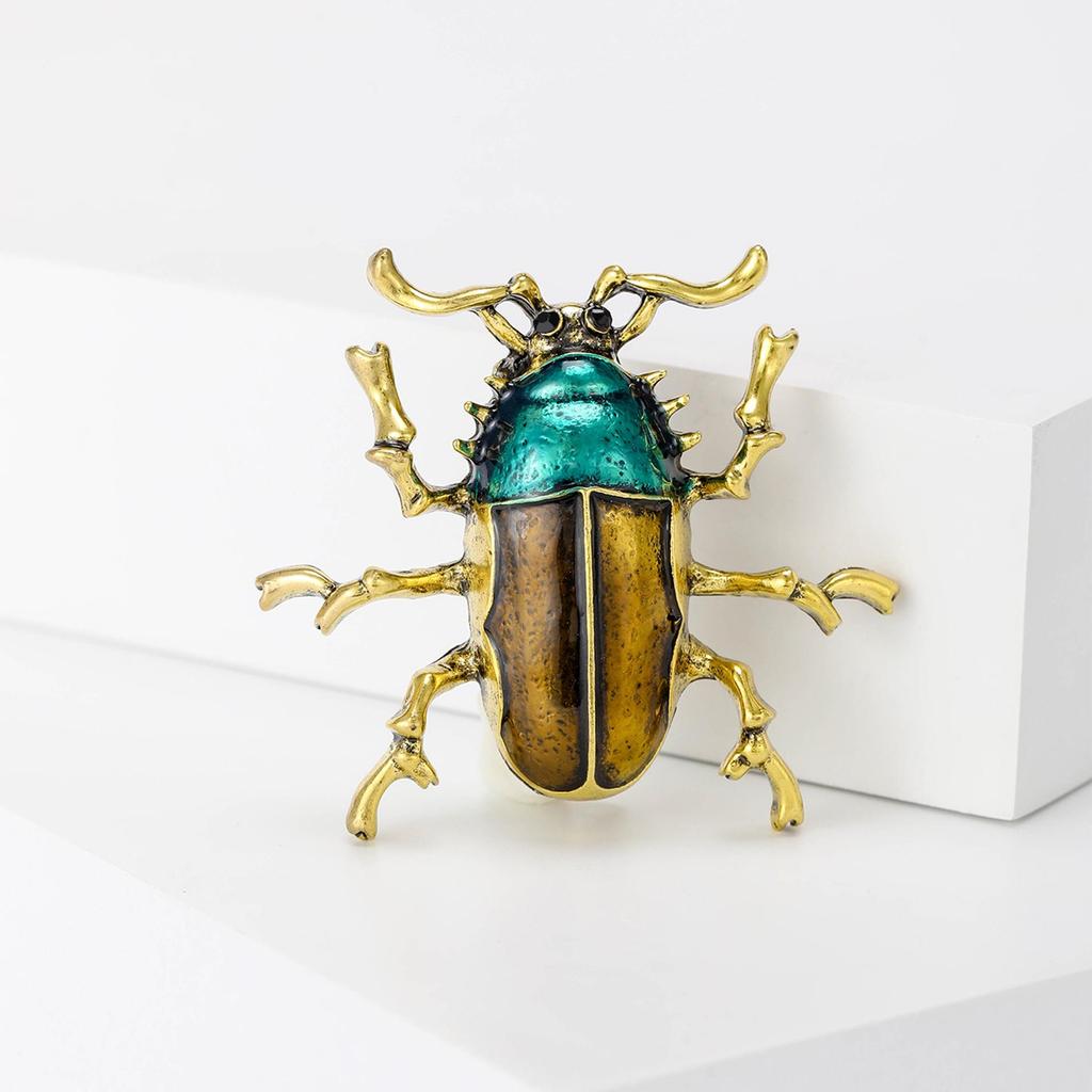 2024 European & American Street Style Beetle Brooch - Personalized Alloy Pin with Oil Drop Detailing