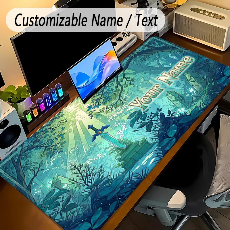 Large Mouse PadZelda Custom Name Text Personalized Desk Mat Non Slip Gaming Pad