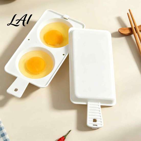 Office Breakfast Maker Microwave Egg Poacher 2‑Cavity Steamer Cooker with Lid & Handle Oil Free Boiler Mold Quick Kitchen Gadget for Home Dorm