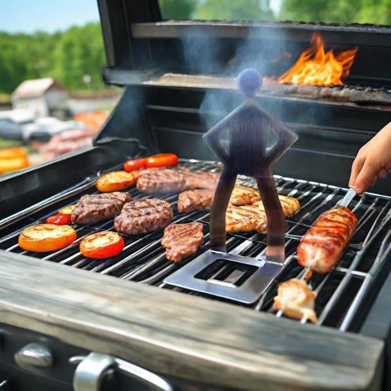 Stal Nierdzewna Uchwyty do Hot-Dogów Zabawny Stojak na Kiełbaski Stojące Mężczyźni Ruszty Piknikowe Narzędzia do Gotowania na Zewnątrz Akcesoria do Grilla