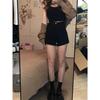 Spicy Girl 2025 Summer Women's High Waist Elastic Black Denim Shorts