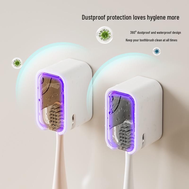 Wall-Mounted Punch-Free Dustproof Electric Toothbrush Holder and Organizer