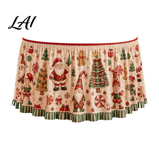Wrinkle Free Table Cloth for Celebration Christmas Skirt 70.9×29.5 Inch Apron with Santa Gnome Reindeer Buffalo Reusable Cover Dining Plaid