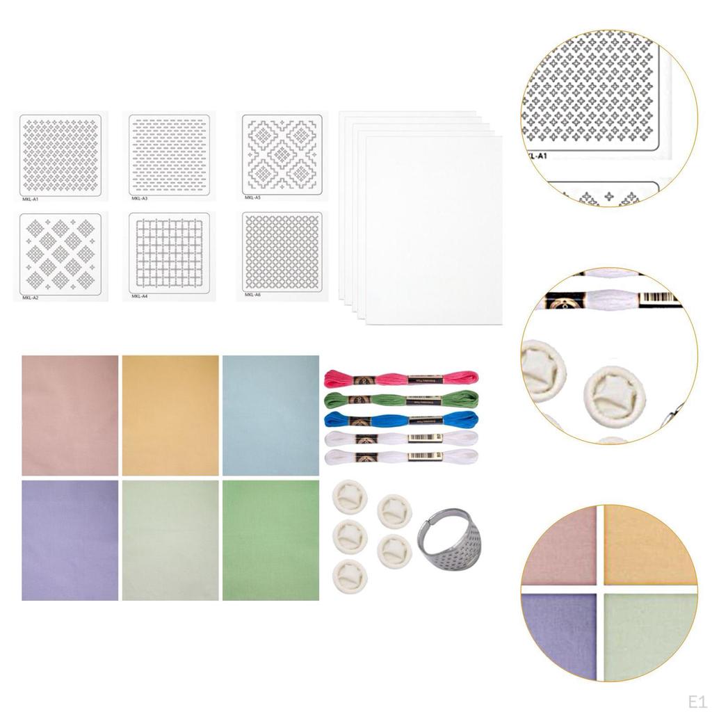 Sashiko DIY Kit Sewing Set Thread Xmas Tree Embroidery Water Soluble Template for Traditional