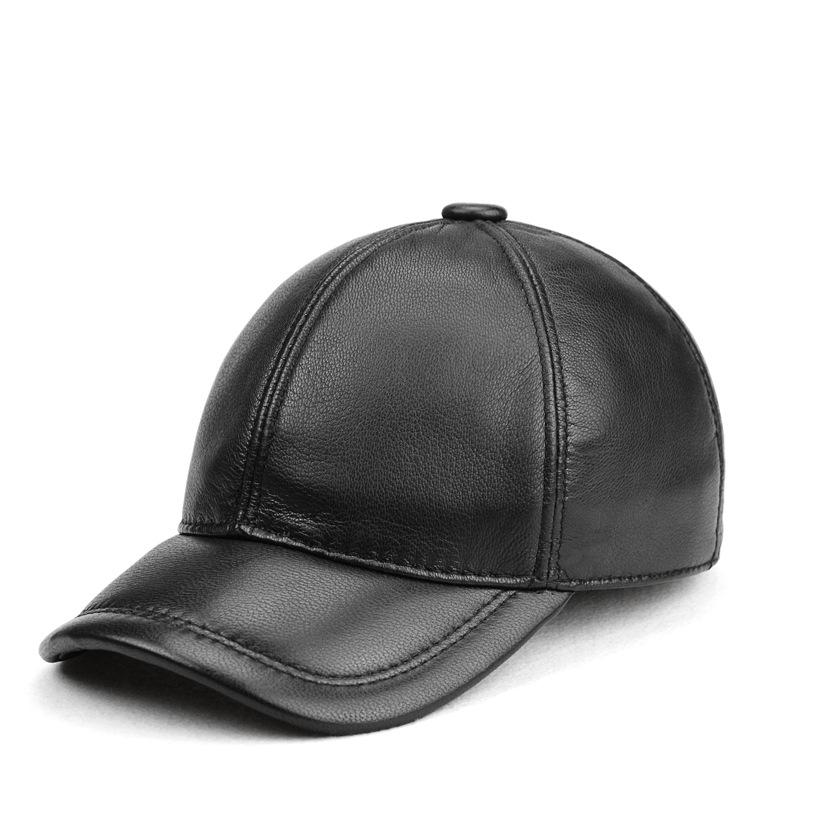 Men s Genuine Goatskin Leather Duckbill Baseball Hat, Thin Style for Autumn/Winter, Fully Enclosed for Middle-Aged Outdoor Wear.
