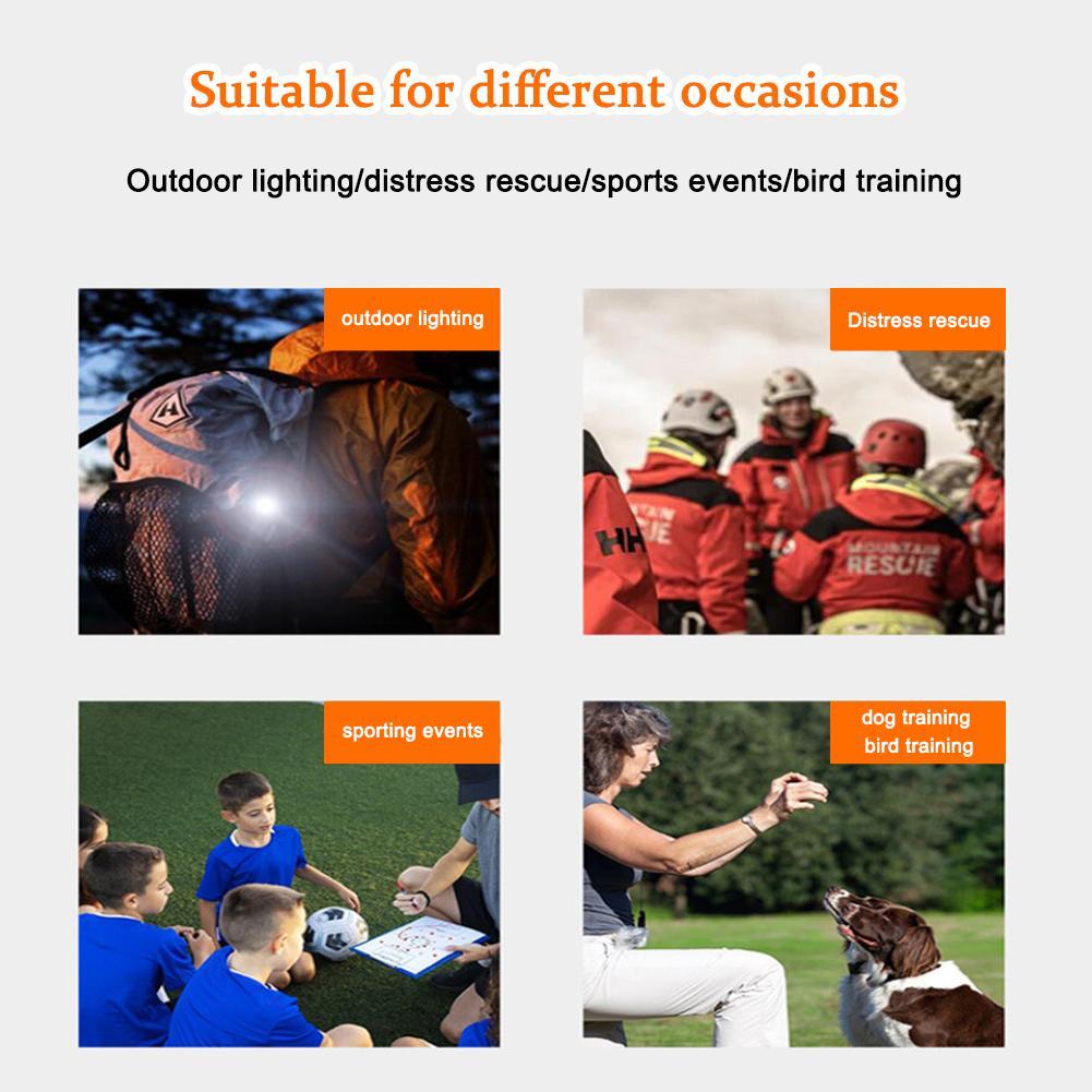 Sifflet Lumineux Multifonctionnel LED Lampe Torche Portative COB pour Camping Réglage 3 Vitesses Lampe Torche Sifflet d'Urgence