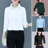 Camicia da Donna Collo a Revers Manica Lunga Abbottonatura Camicette Colore Unico Vestibilità Slim Camicia da Ufficio Business Abbigliamento da Lavoro