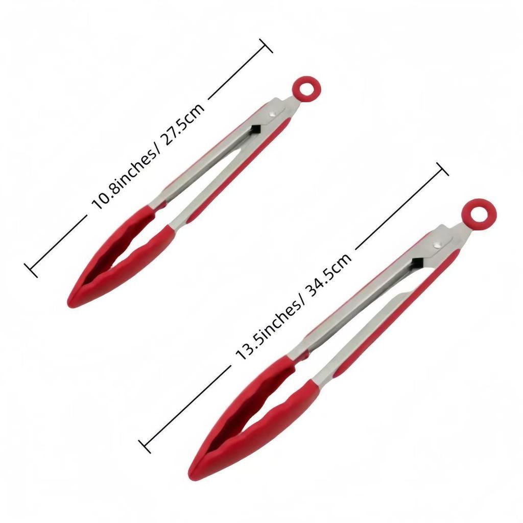 Silicone High-Temperature Resistant Tongs - Ideal for Grilling, Frying, and Bread - Stainless Steel Kitchen Tool