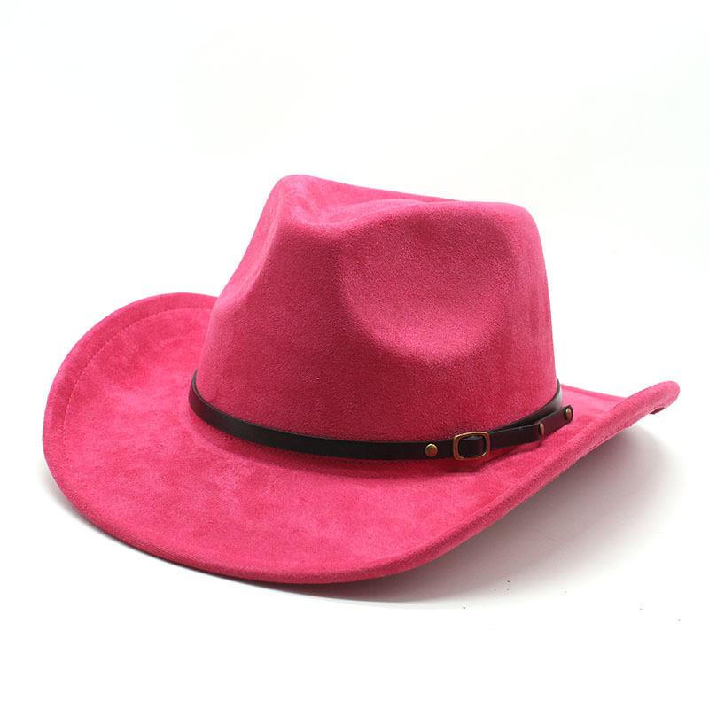 New Western Cowboy Hat European And American Fashion Jazz Top Hat Men And Women'S Ethnic Style Autumn And Winter Felt Hat Big Eaves Hat