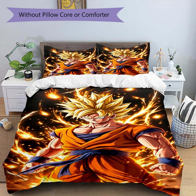 3pcs Duvet Cover Set (1*Duvet Cover + 2*Pillowcase, Without Core), DRAGON BALL Print Bedding Set, Bedroom Decor, All‑Season, Birthday Gift