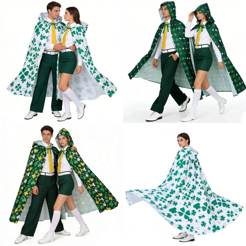 Irish Saint Patrick Festival Costume Cloak With Polyester Material For Adult Party Celebrations