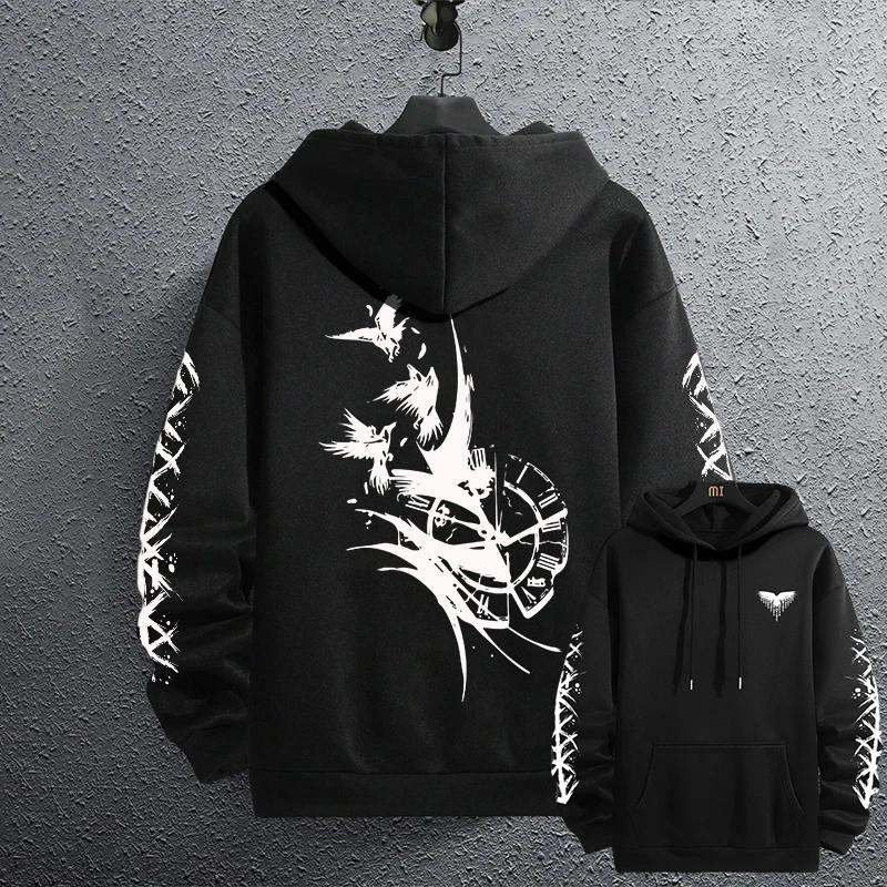 Men's Ancient Raven Print Pullover 2025 Brand New Black Sweatshirts Autumn Winter Male Daily Casual Sporty Jogging Hoodie