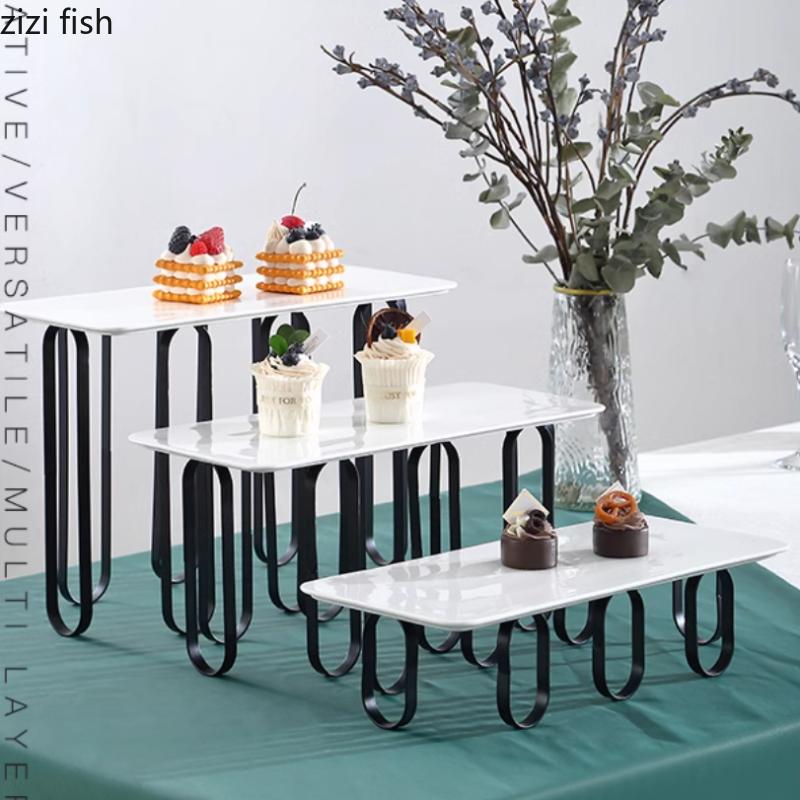 Ceramic Dessert Plate Dim Sum Rack Dessert Table Cake Stand Display Tray Dim Sum Dish Fruit Plate Sushi Plates Refreshments Tray