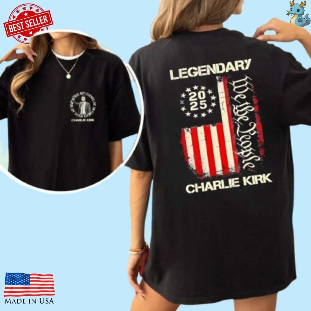 Charlie Kirk Tribute Shirt Legendary 1993-2025 Memorial USA Flag Tee Unisex T-Shirt XXXL