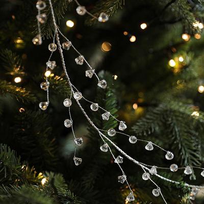 Klare Weihnachtsbaumperlenkette Kunststoff Glitzerperlen Eiszapfen-Ornamente Elegante Künstliche Angelschnur Perlenkette Hotel Einkaufszentrum