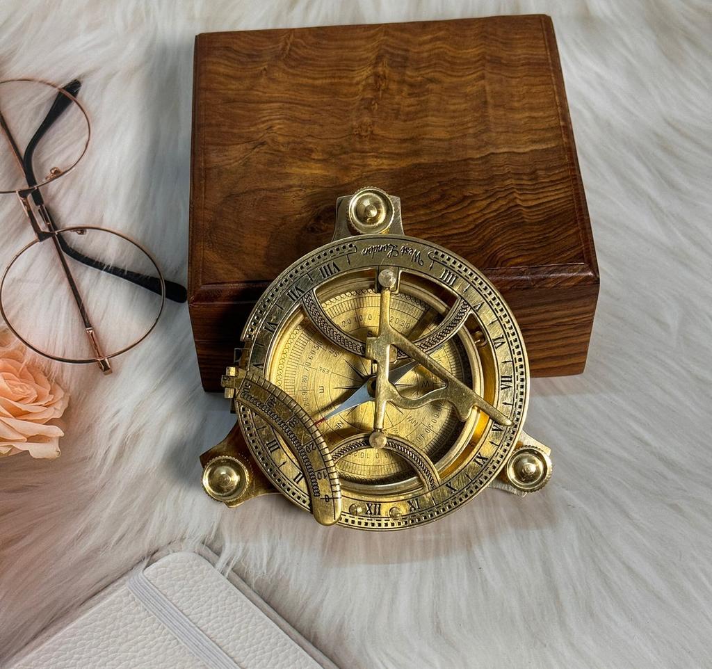 Big 5' Sundial Compass with Wooden Box For Him - Anniversary Gift, Engraved Gift, Husband Gift, Groomsmen Gift, Father Gift