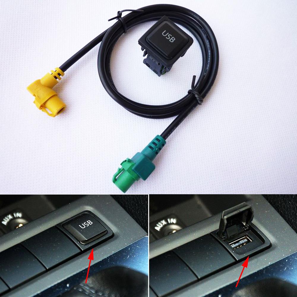 USB Adapter Switch Button Wiring Harness For Vw Passat B6 B7 CC Golf 6 Jetta 5 Mk5 6 Mk6 Tiguan Polo RCD510 RNS315 5KD035726A