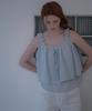 DEHEVE Flower Layered Sleeveless Blouse [Blue]
