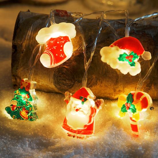 LED String Light Easy to Install Battery Powered Santa Claus Snowman String Light Christmas Fairy Lamp Party Supplies