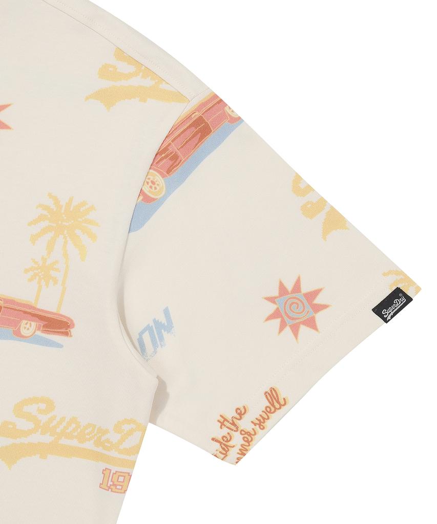 Syupeodeulai Street Surfer Pattern T-Shirt Cream